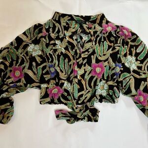Rachel Zoe Black Floral Button Down Shirt